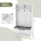 69 Inches Tall Hall Tree 4-in-1 Coat Rack with Seat Cushion and Shoe Storage