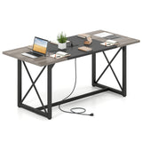 Conference Table with Power Outlets Seats 6-8 People for Office