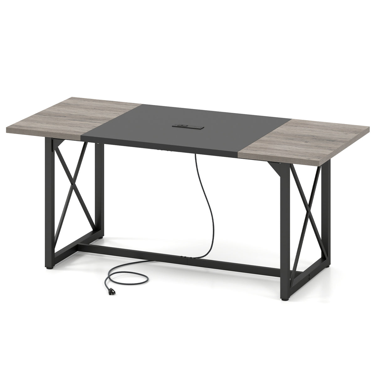 Conference Table with Power Outlets Seats 6-8 People for Office