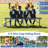 6 Feet Plastic Folding Bench Portable Seat with Handle and Lock