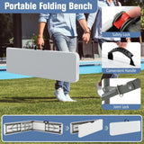 6 Feet Plastic Folding Bench Portable Seat with Handle and Lock