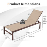6-Position Chaise Lounge Chairs with Rustproof Aluminium Frame