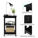 3-Tier Nightstand Side Table with Baffles and Corners
