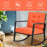 Patio Rattan Rocker Outdoor Glider Rocking Chair Cushion Lawn