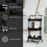 3-Tier Utility Cart Storage Rolling Cart with Casters