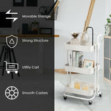 3-Tier Utility Cart Storage Rolling Cart with Casters