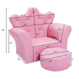 Pink Kids Sofa Armrest Couch with Ottoman