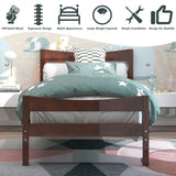Twin Size Rustic Platform Bed Frame with Headboard and Footboard