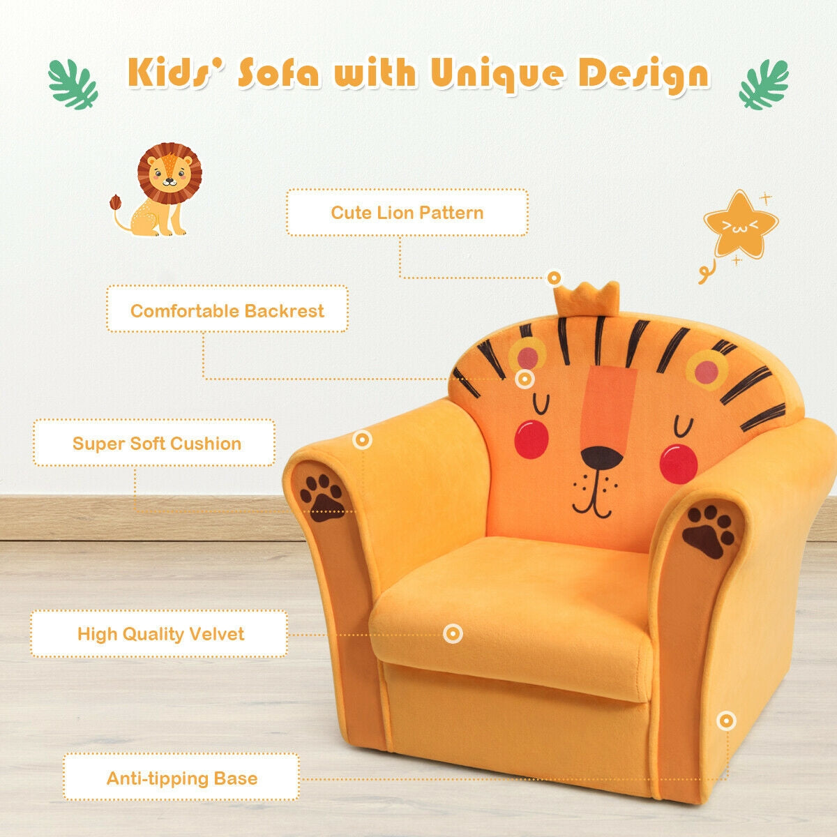 Kids Astronaut Armrest Upholstered Couch