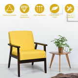 Solid Rubber Wood Fabric Accent Armchair