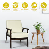 Solid Rubber Wood Fabric Accent Armchair