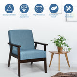 Solid Rubber Wood Fabric Accent Armchair