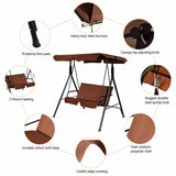 Loveseat Cushioned Patio Steel Frame Swing Glider