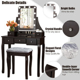 Vanity Dressing Table Set with 10 Dimmable Bulbs and Cushioned Stool