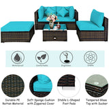 5 Pieces Outdoor Patio Rattan Furniture Set With Cushions