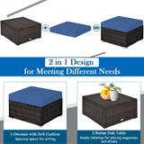 5 Pieces Patio Rattan Sectional Conversation Ottoman Furniture Set