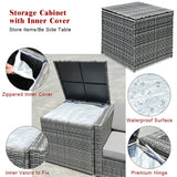 8 Piece Wicker Sofa Rattan Dinning Set Patio Furniture with Storage Table