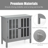 Glass Door Sideboard Console Storage Buffet Cabinet-Gray