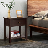 Nightstand with Drawer and Storage Shelf for Bedroom Living Room