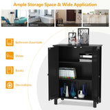 2-Door Bathroom Floor Storage Cabinet with Adjustable Shelf