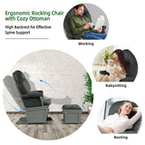 Baby Nursery Wooden Rocking Chair with Armrests and Cushion-Dark Gray