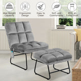 Velvet Massage Recliners with Ottoman Remote Control and Side Pocket