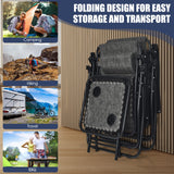 3 Pieces Folding Portable Zero Gravity Reclining Lounge Chairs Table Set