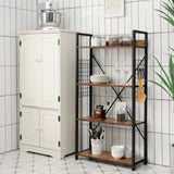 4 -Tier Industrial Open Storage Bookshelf-Coffee