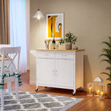 Modern Rolling Kitchen Cart Island with Wooden Top