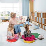 6 Pieces Multifunctional Hexagon Toddler Floor Cushions Classroom Seating with Handles-Multicolor