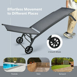 6-Poisition Adjustable Outdoor Chaise Recliner with Wheels