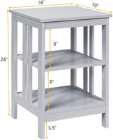 2 Pieces 3-Tier Nightstand with Reinforced Bars and Stable Structure
