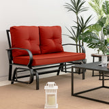 Patio 2-Person Glider Bench Rocking Loveseat with Cushioned Armrest-Red