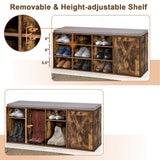 9-cube Adjustable Storage Shoe Bench with Padded Cushion