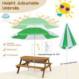 3-in-1 Kids Outdoor Picnic Water Sand Table with Umbrella Play Boxes