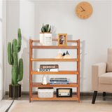 3-Tier Acacia Wood Shoe Rack with Side Metal Hooks