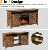 60"Industrial TV Stand Entertainment Center with Shelve and Cabinet-Brown