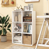 6-Cube Book Shelf Tool-Free Assembly Wooden Bookshelf Modern Bookcase Storage Organizer-White