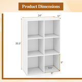 6-Cube Book Shelf Tool-Free Assembly Wooden Bookshelf Modern Bookcase Storage Organizer-White