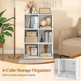 6-Cube Book Shelf Tool-Free Assembly Wooden Bookshelf Modern Bookcase Storage Organizer-White