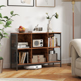 6 Cube Bookcase 42" Wide Horizontal Bookshelf with Accent Cubby Shelf-Rustic Brown