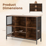6 Cube Bookcase 42" Wide Horizontal Bookshelf with Accent Cubby Shelf-Rustic Brown