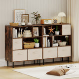 6-Cube Bookshelf with 3 Removable Folding Fabric Drawers for Living Room