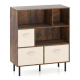 6-Cube Bookshelf with 3 Removable Folding Fabric Drawers for Living Room