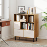 6-Cube Bookshelf with 3 Removable Folding Fabric Drawers for Living Room
