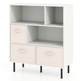 6-Cube Bookshelf with 3 Removable Folding Fabric Drawers for Living Room
