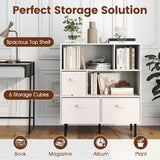 6-Cube Bookshelf with 3 Removable Folding Fabric Drawers for Living Room