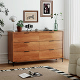 6-Drawer Dresser with Interlock System for Bedroom Living Room-Cherry