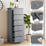 6 Drawers Chest Dresser Clothes Storage Bedroom Furniture Cabinet