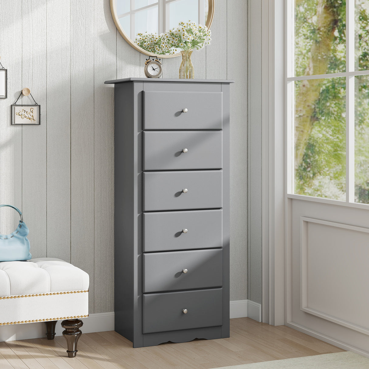 6 Drawers Chest Dresser Clothes Storage Bedroom Furniture Cabinet